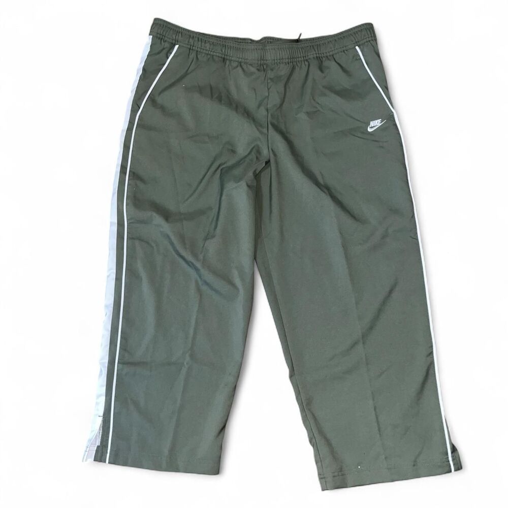 Nike Women's Khaki and Green Cropped Track Pants SZ L